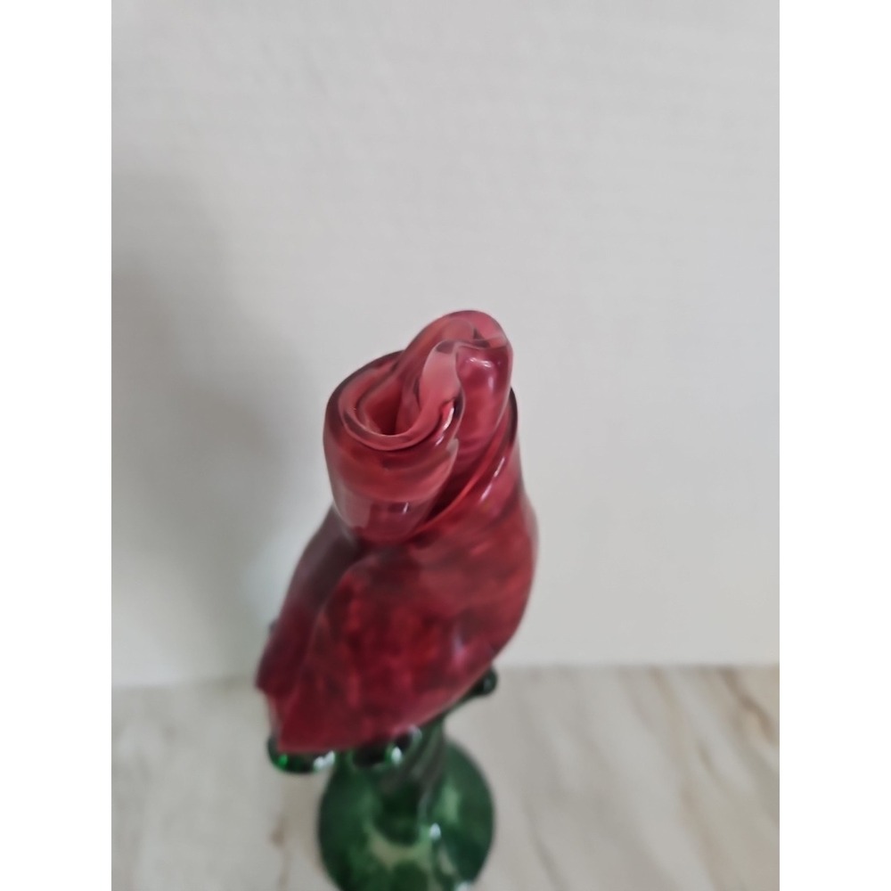 ART GLASS‎ RED ROSE BUD GREEN Base GLASS FLOWER - Picture 2 of 11